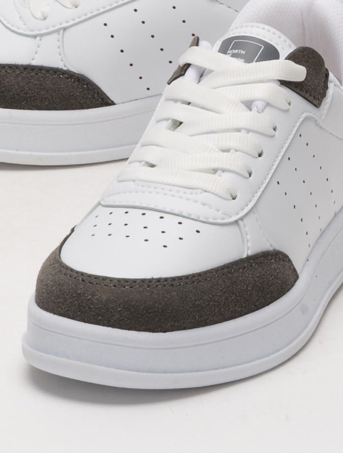 Unisex Düz Hafif Taban Sneaker Ayakkabı BEYAZ - FÜME