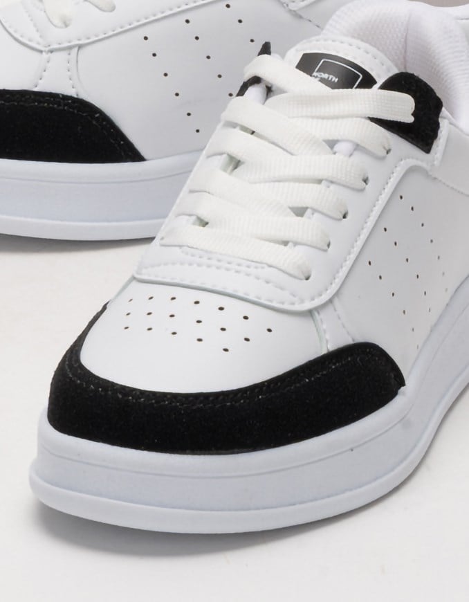 Unisex Düz Hafif Taban Sneaker Ayakkabı BEYAZ - SİYAH