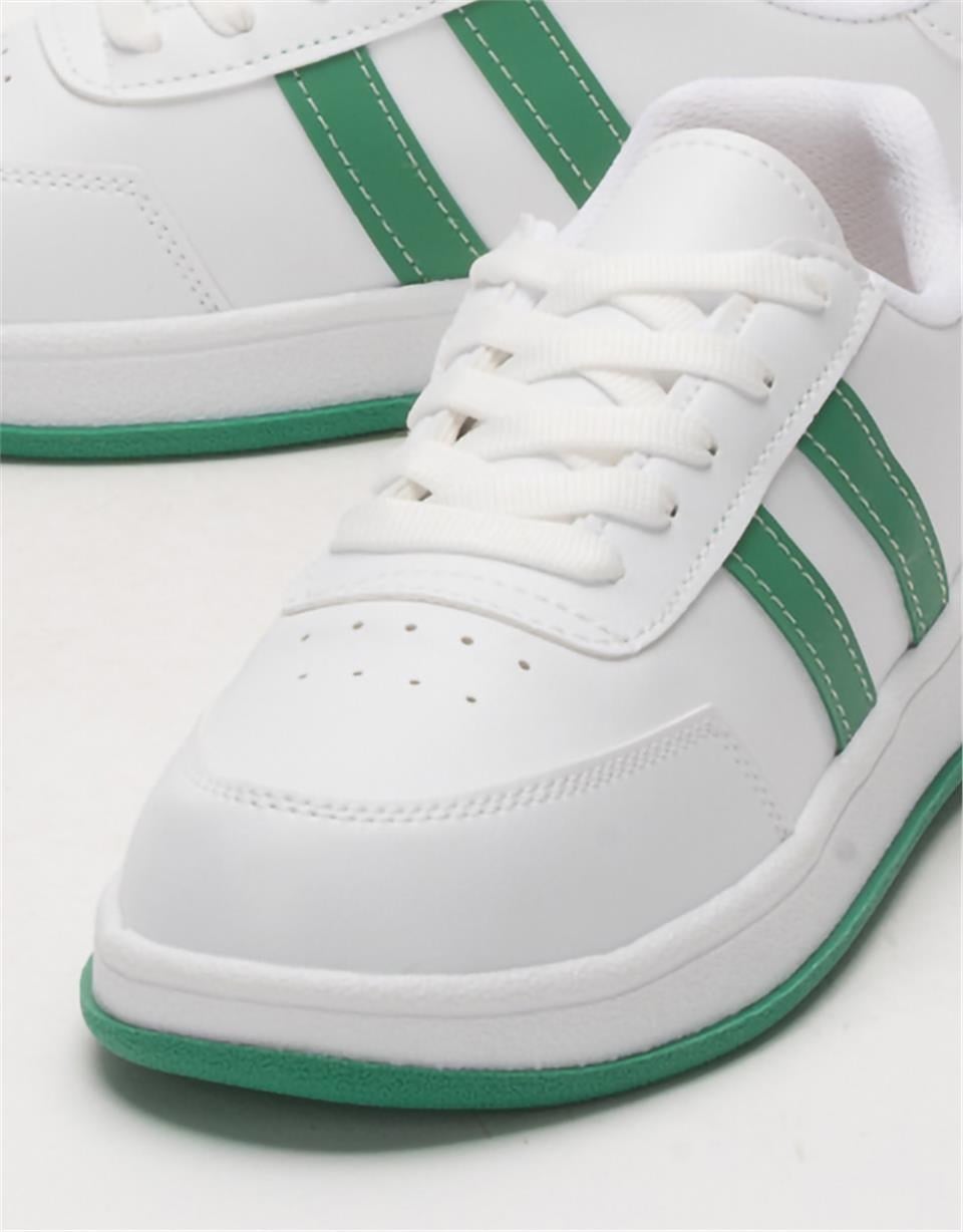 Unisex Düz Hafif Taban Sneaker Ayakkabı BEYAZ - YEŞİL