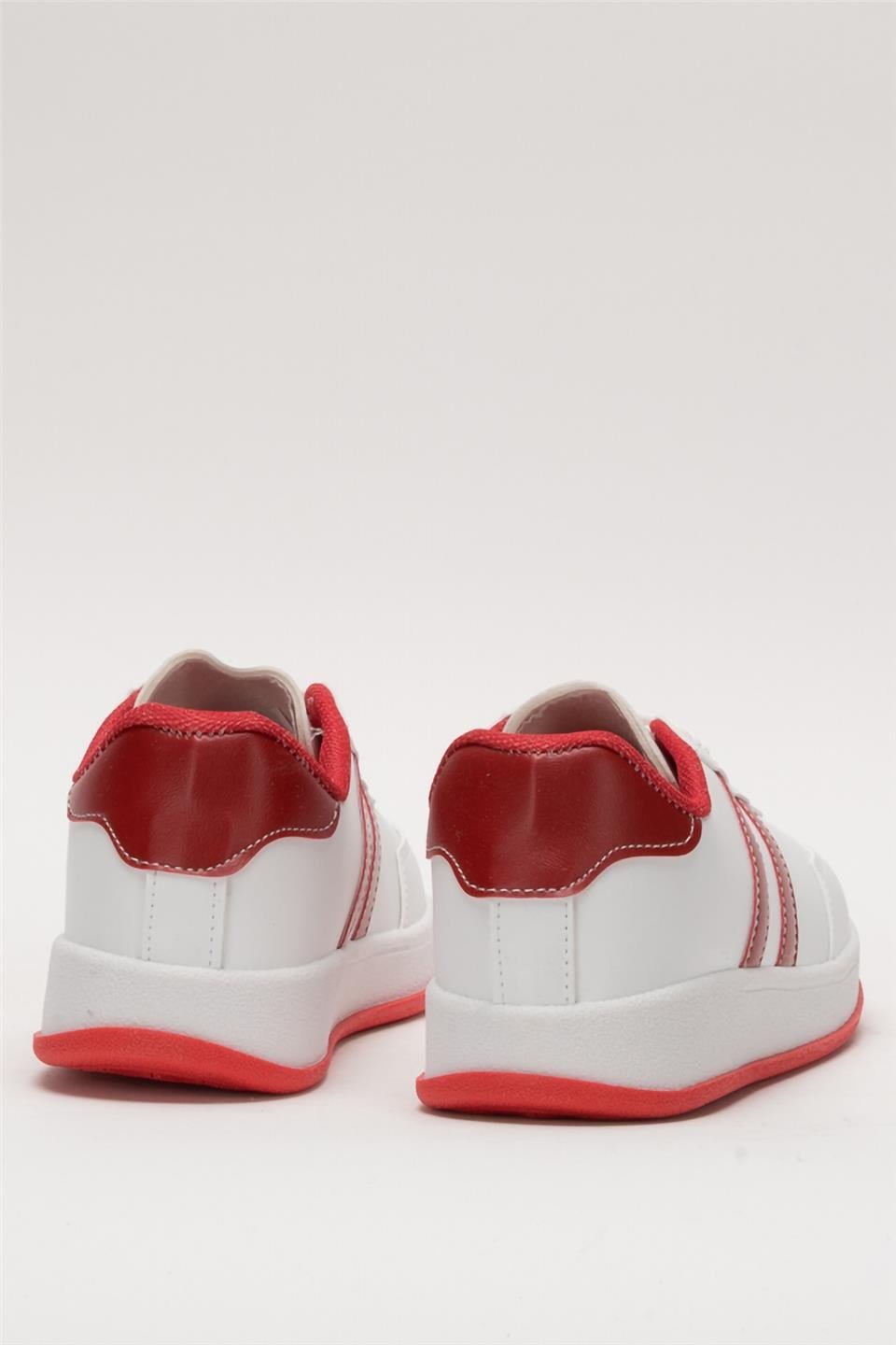 Unisex Düz Hafif Taban Sneaker Ayakkabı BEYAZ - KIRMIZI