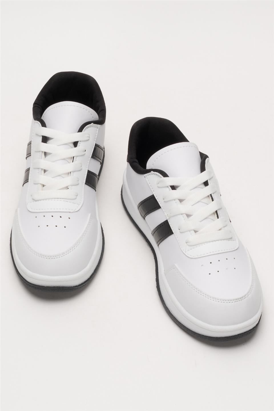 Unisex Düz Hafif Taban Sneaker Ayakkabı BEYAZ - SİYAH