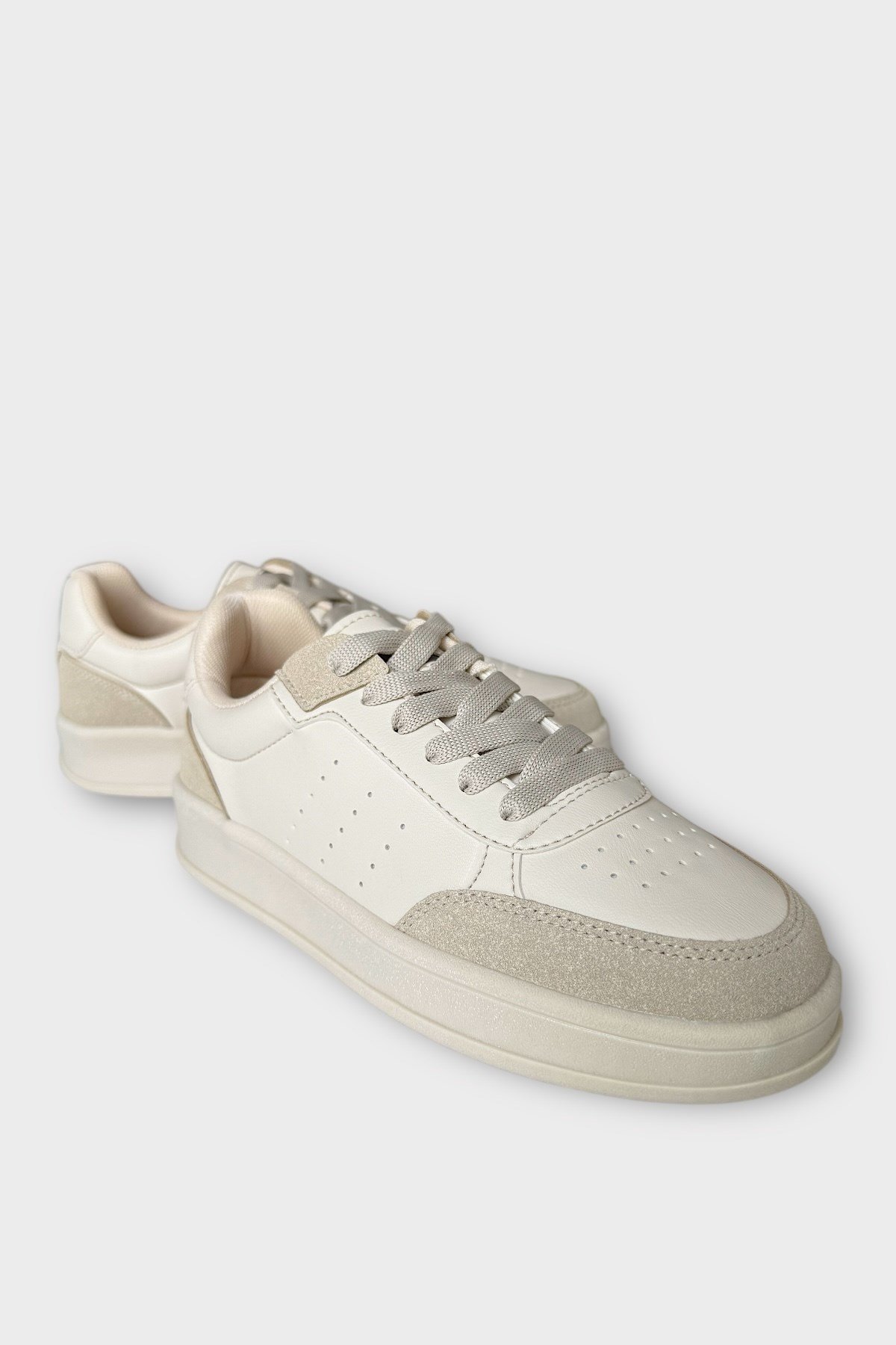 Unisex Düz Hafif Taban Sneaker Ayakkabı BEJ