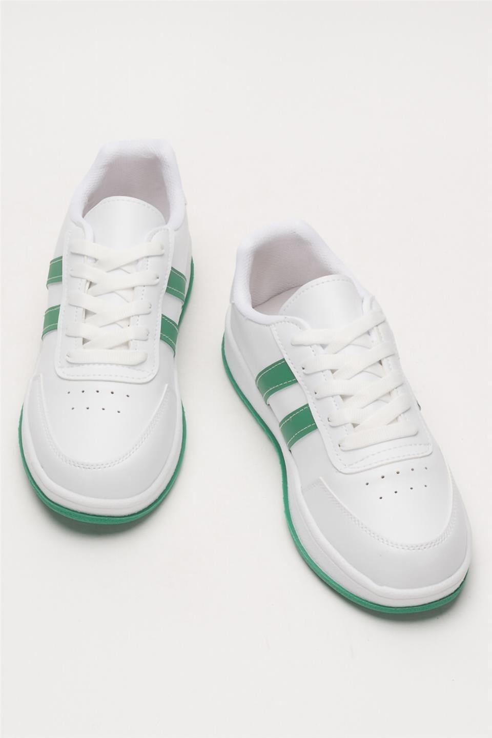 Unisex Düz Hafif Taban Sneaker Ayakkabı BEYAZ - YEŞİL