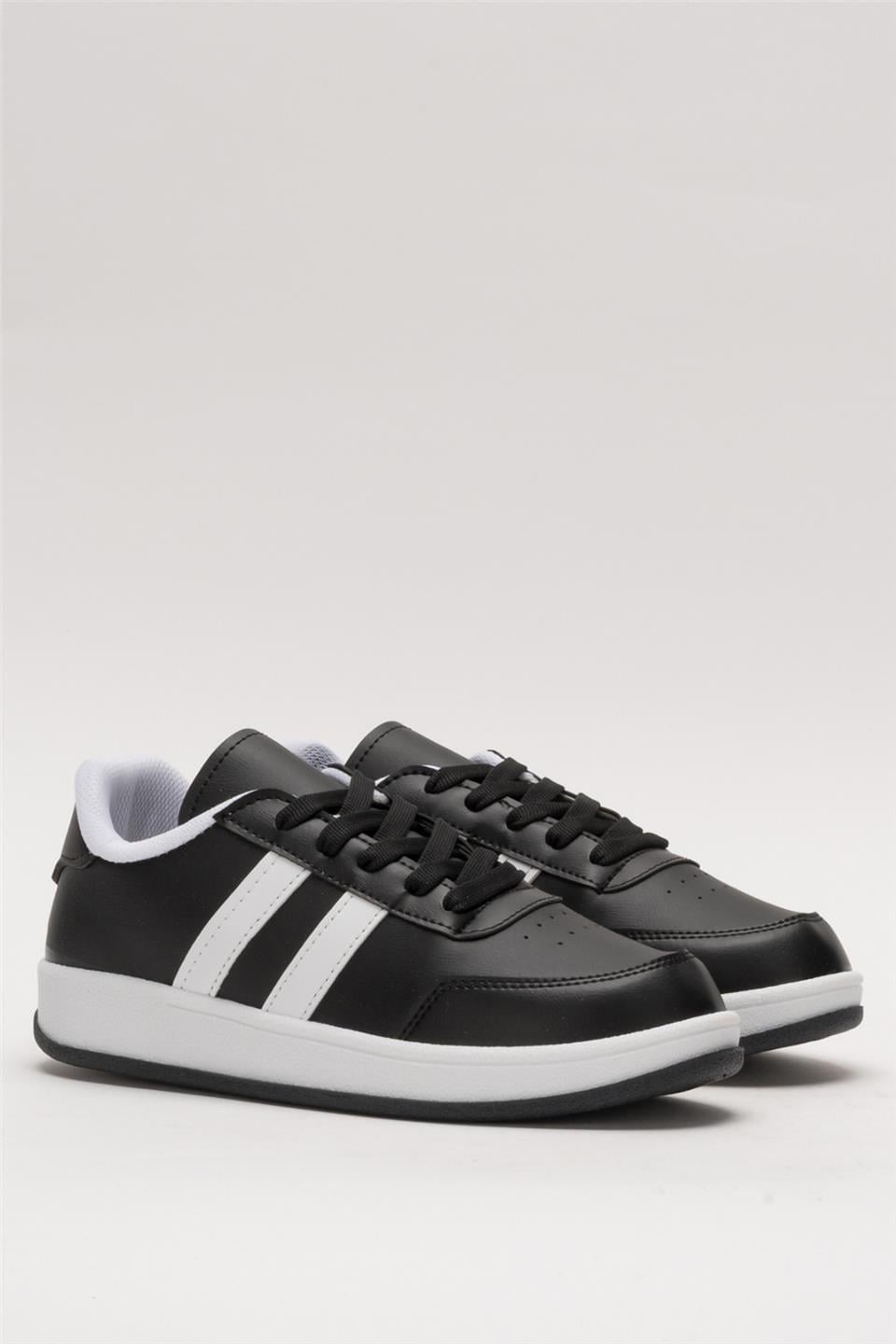 Unisex Düz Hafif Taban Sneaker Ayakkabı SİYAH - BEYAZ