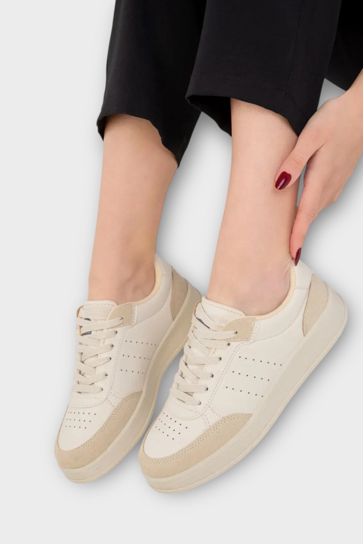 Unisex Düz Hafif Taban Sneaker Ayakkabı BEJ