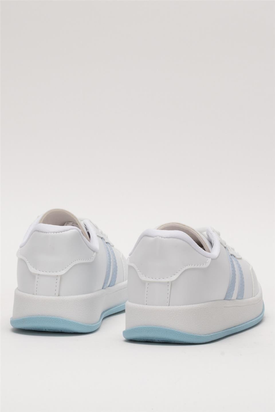 Unisex Düz Hafif Taban Sneaker Ayakkabı BEYAZ - MAVİ