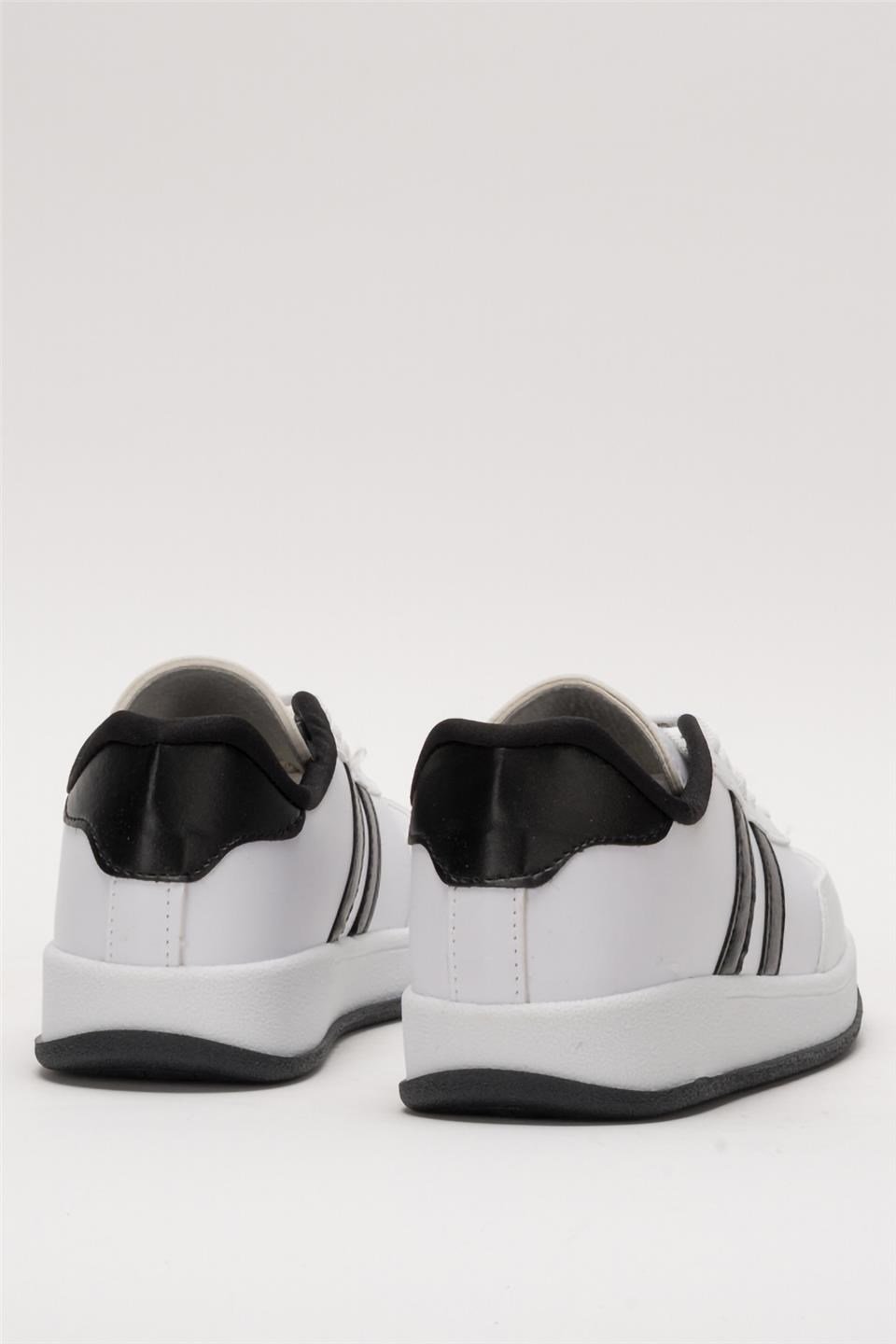 Unisex Düz Hafif Taban Sneaker Ayakkabı BEYAZ - SİYAH