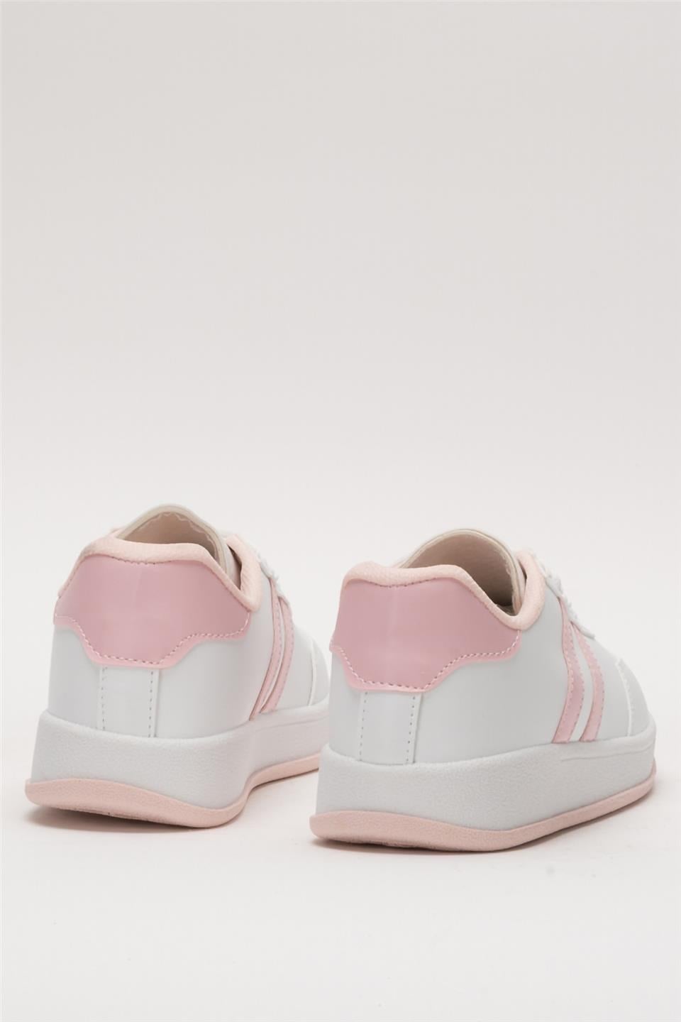 Unisex Düz Hafif Taban Sneaker Ayakkabı BEYAZ - PUDRA