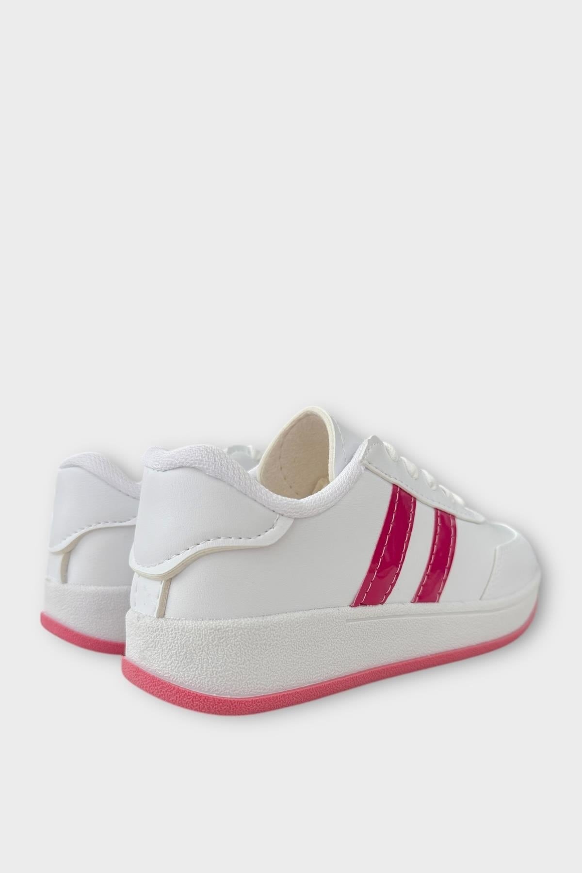 Unisex Düz Hafif Taban Sneaker Ayakkabı BEYAZ - FUŞYA