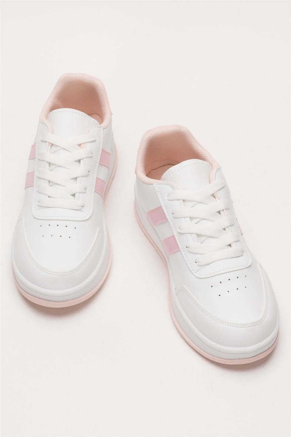 Unisex Düz Hafif Taban Sneaker Ayakkabı BEYAZ - PUDRA