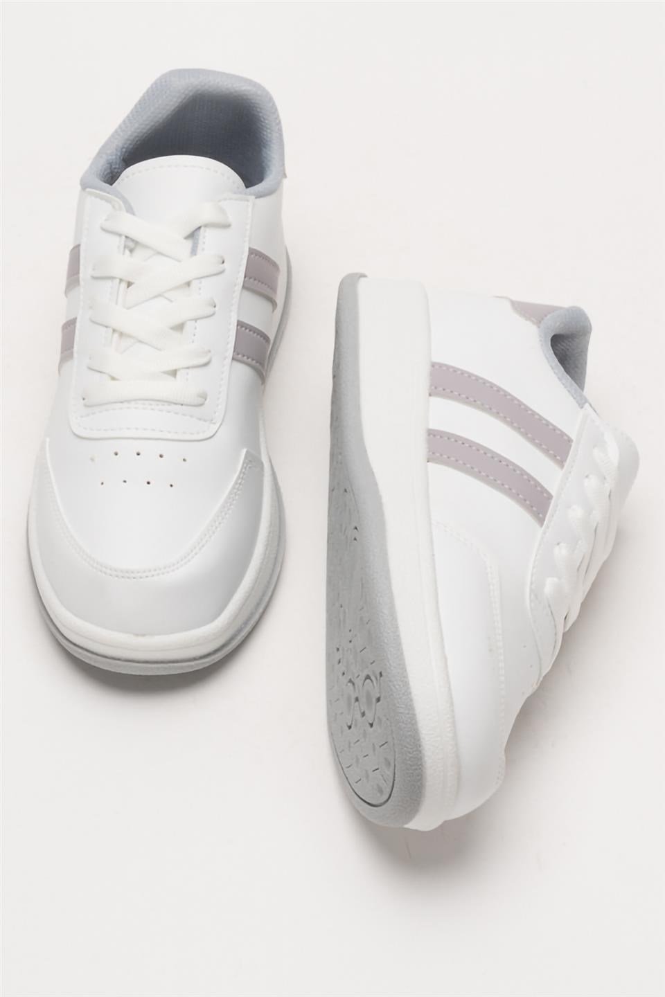 Unisex Düz Hafif Taban Sneaker Ayakkabı BEYAZ - GRİ