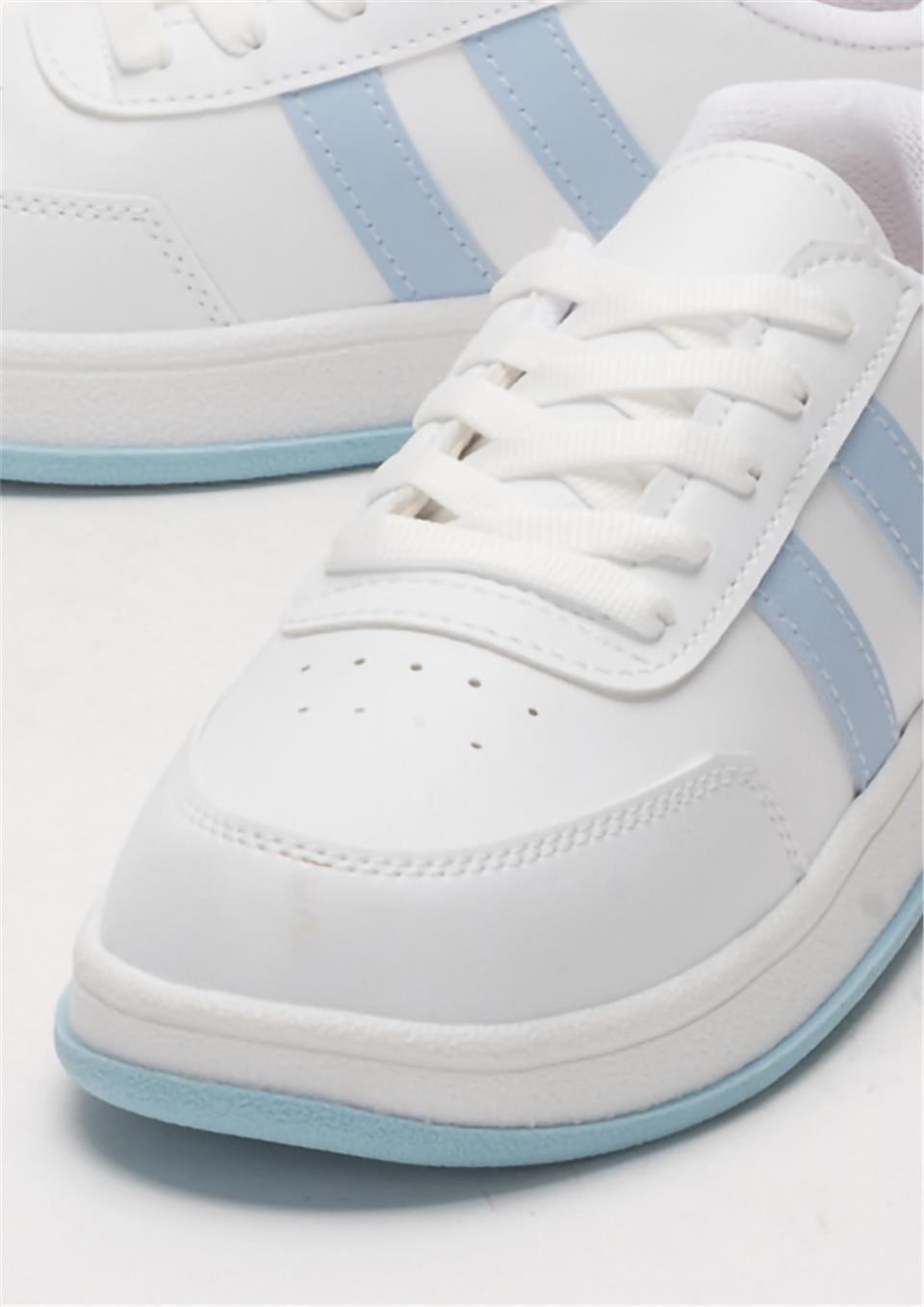 Unisex Düz Hafif Taban Sneaker Ayakkabı BEYAZ - MAVİ