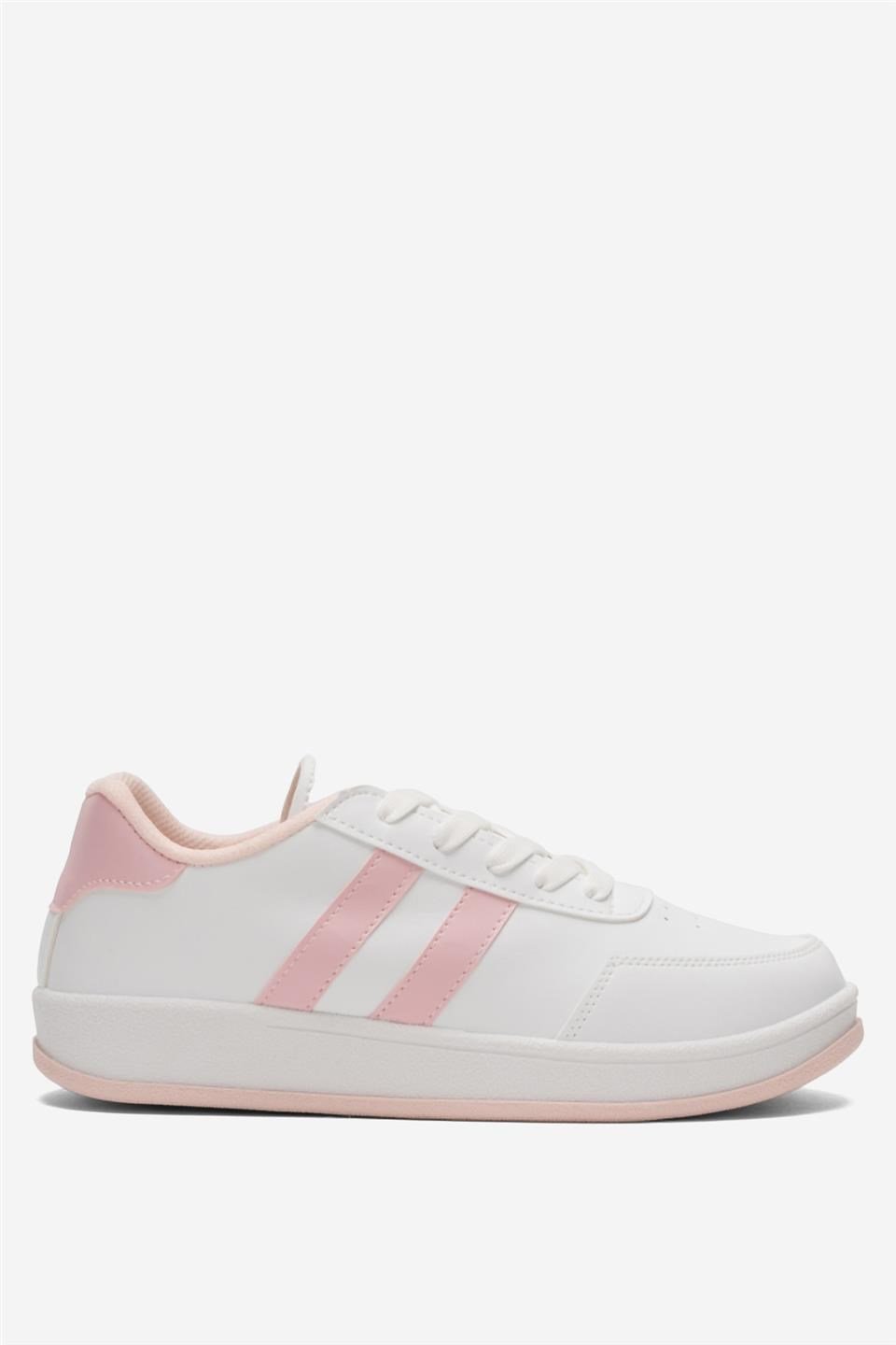 Unisex Düz Hafif Taban Sneaker Ayakkabı BEYAZ - PUDRA