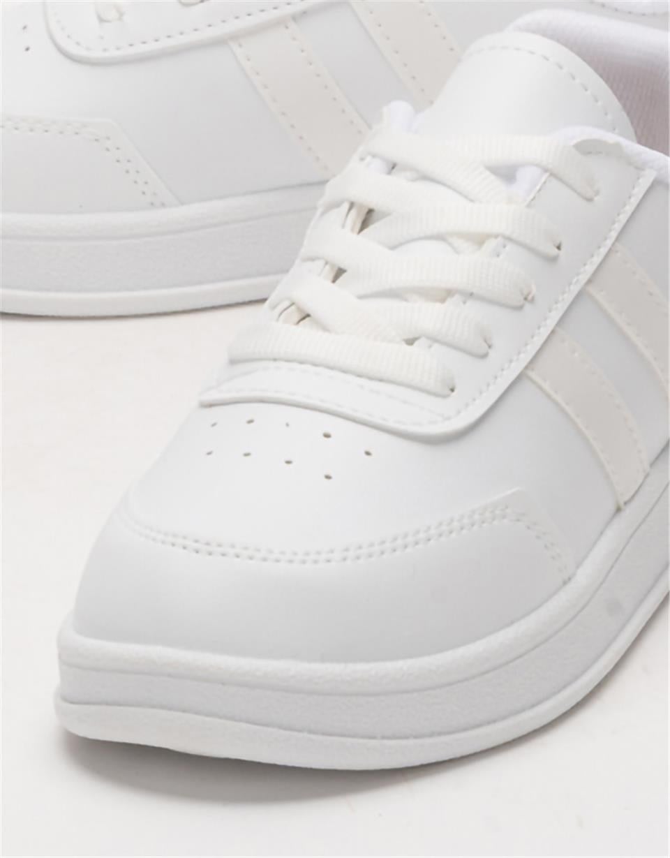 Unisex Düz Hafif Taban Sneaker Ayakkabı BEYAZ
