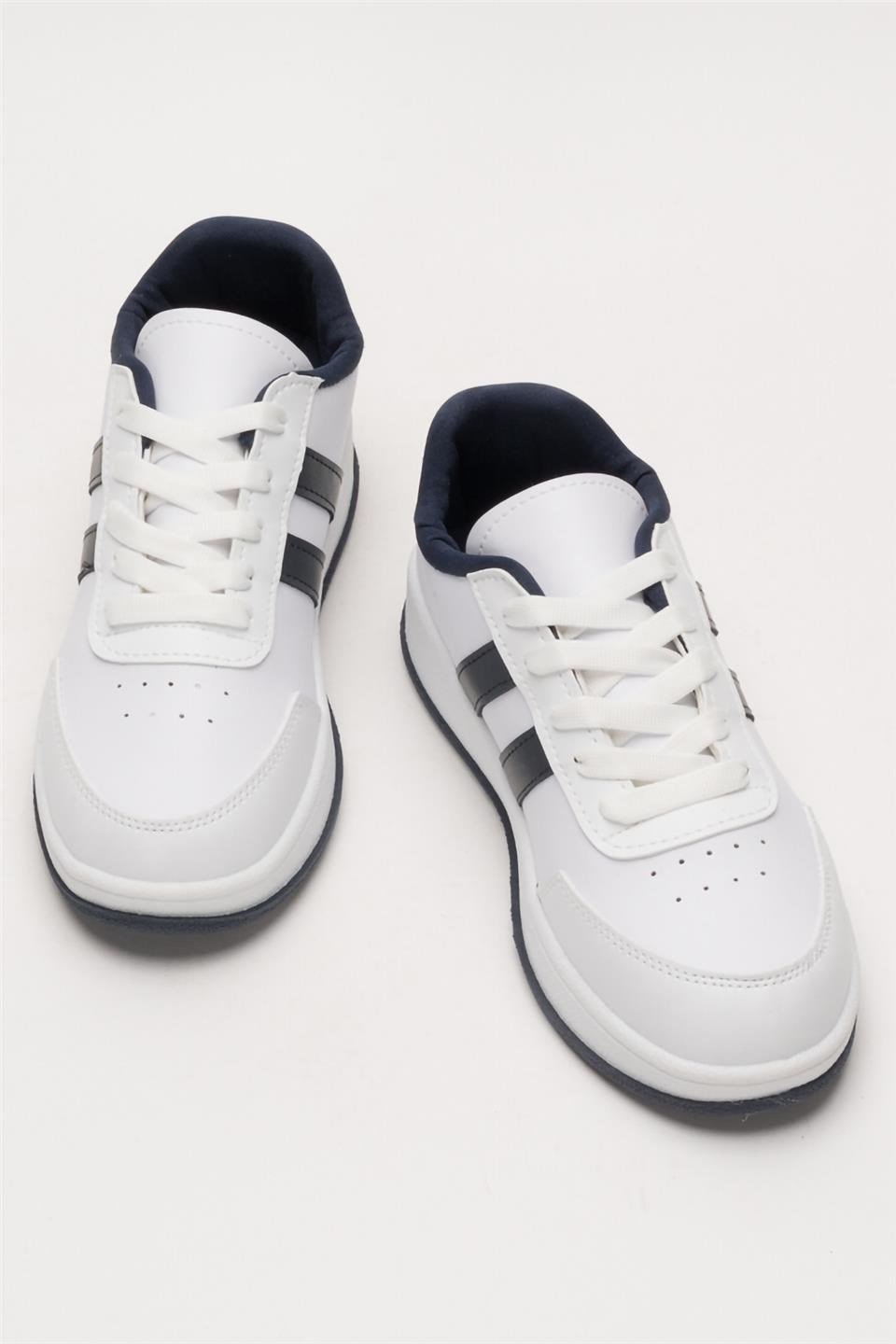 Unisex Düz Hafif Taban Sneaker Ayakkabı BEYAZ - LACİVERT