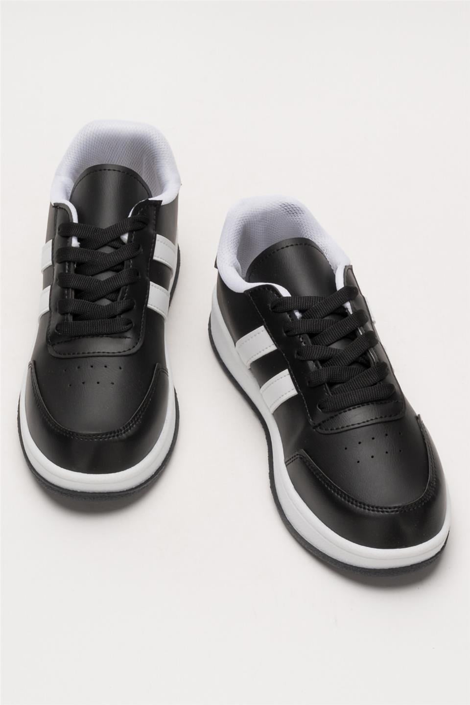 Unisex Düz Hafif Taban Sneaker Ayakkabı SİYAH - BEYAZ