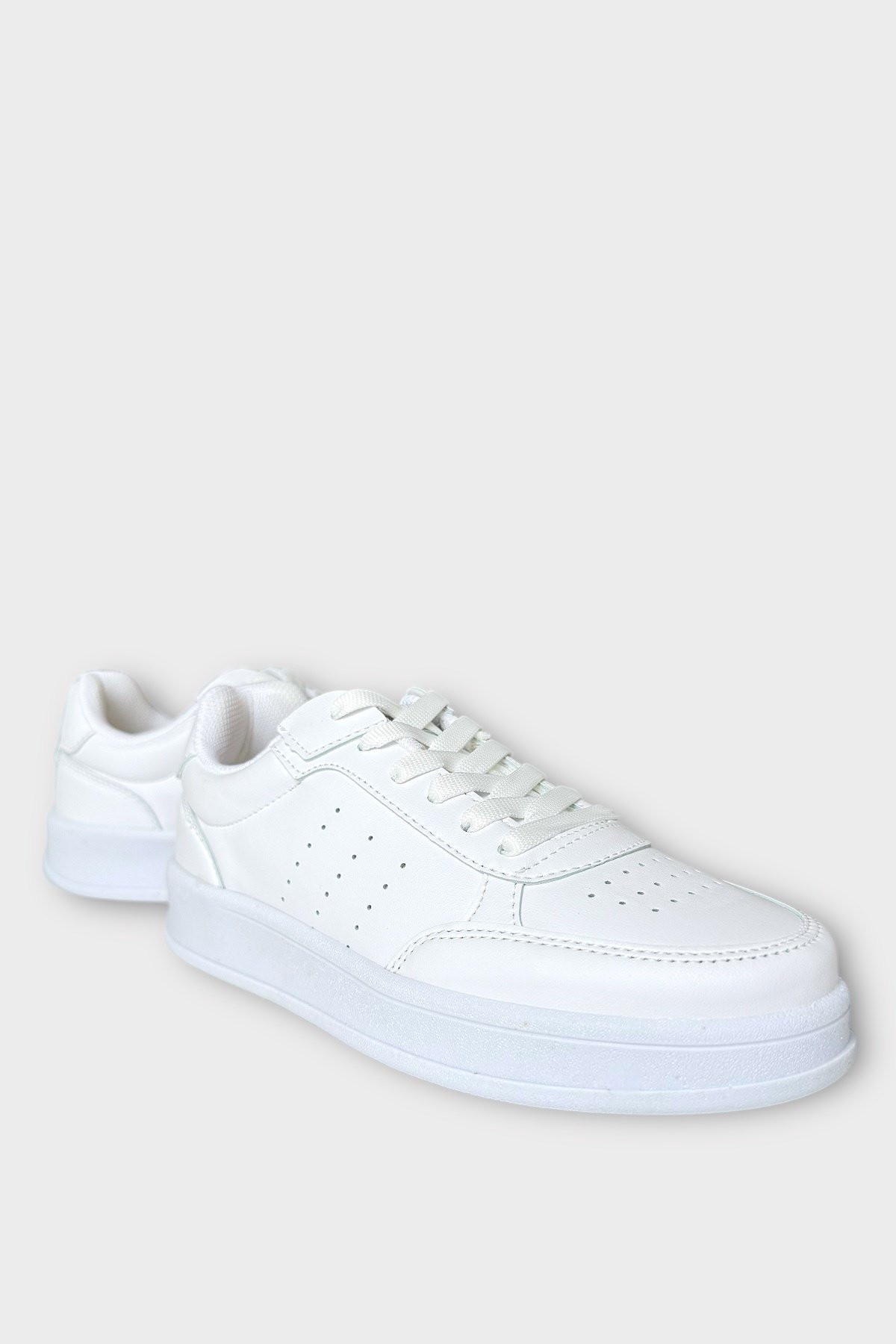 Unisex Düz Hafif Taban Sneaker Ayakkabı BEYAZ
