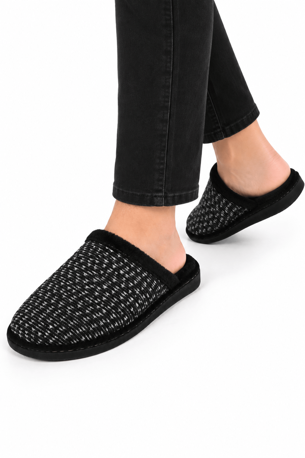Unisex Ev Tüylü Kaydırmaz Taban Terlik SİYAH