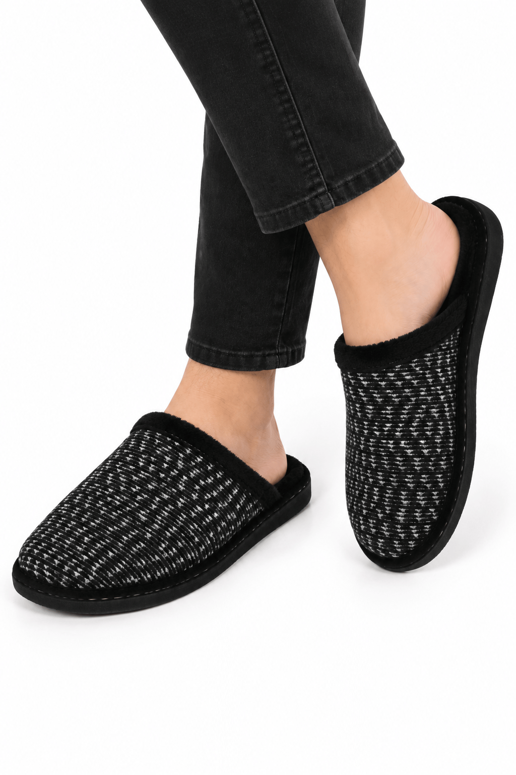 Unisex Ev Tüylü Kaydırmaz Taban Terlik SİYAH