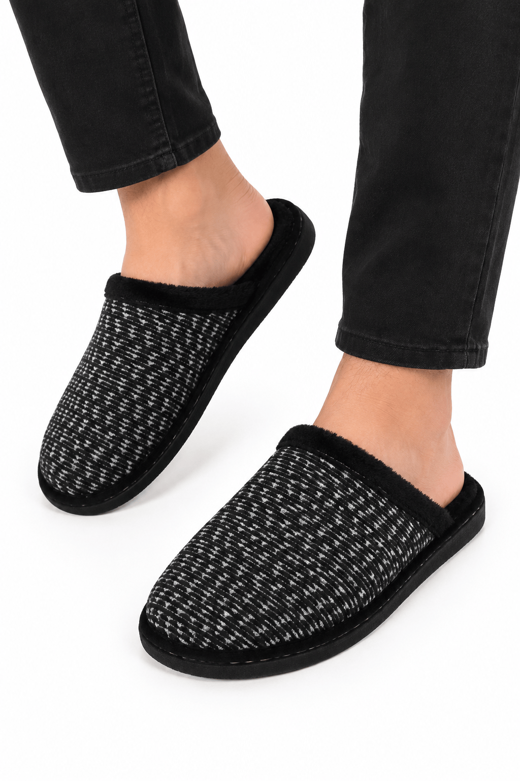 Unisex Ev Tüylü Kaydırmaz Taban Terlik SİYAH