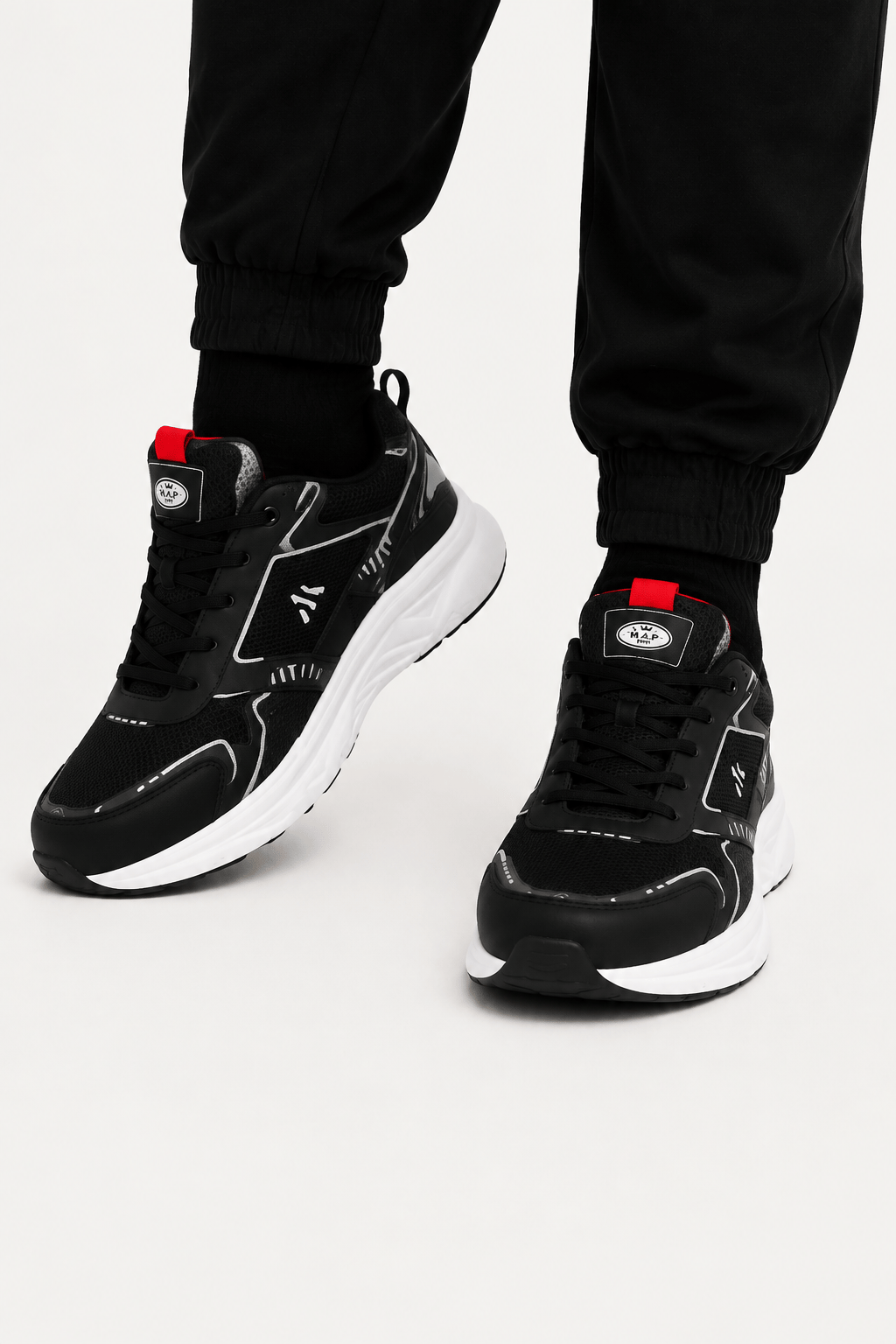Unisex Faylon Taban Airfile Spor Ayakkabı SİYAH - BEYAZ