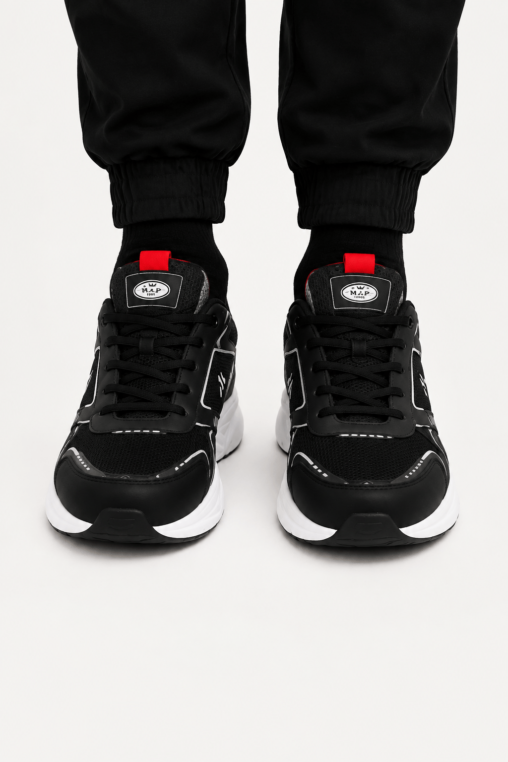Unisex Faylon Taban Airfile Spor Ayakkabı SİYAH - BEYAZ