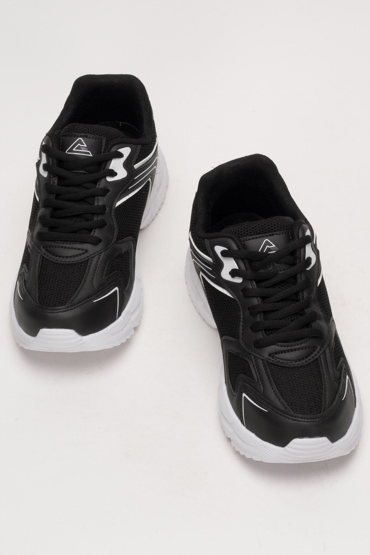 Unisex Faylon Taban Bağcıklı Spor Ayakkabı SİYAH BEYAZ