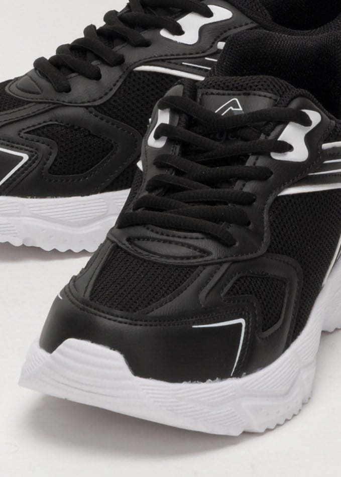 Unisex Faylon Taban Bağcıklı Spor Ayakkabı SİYAH BEYAZ