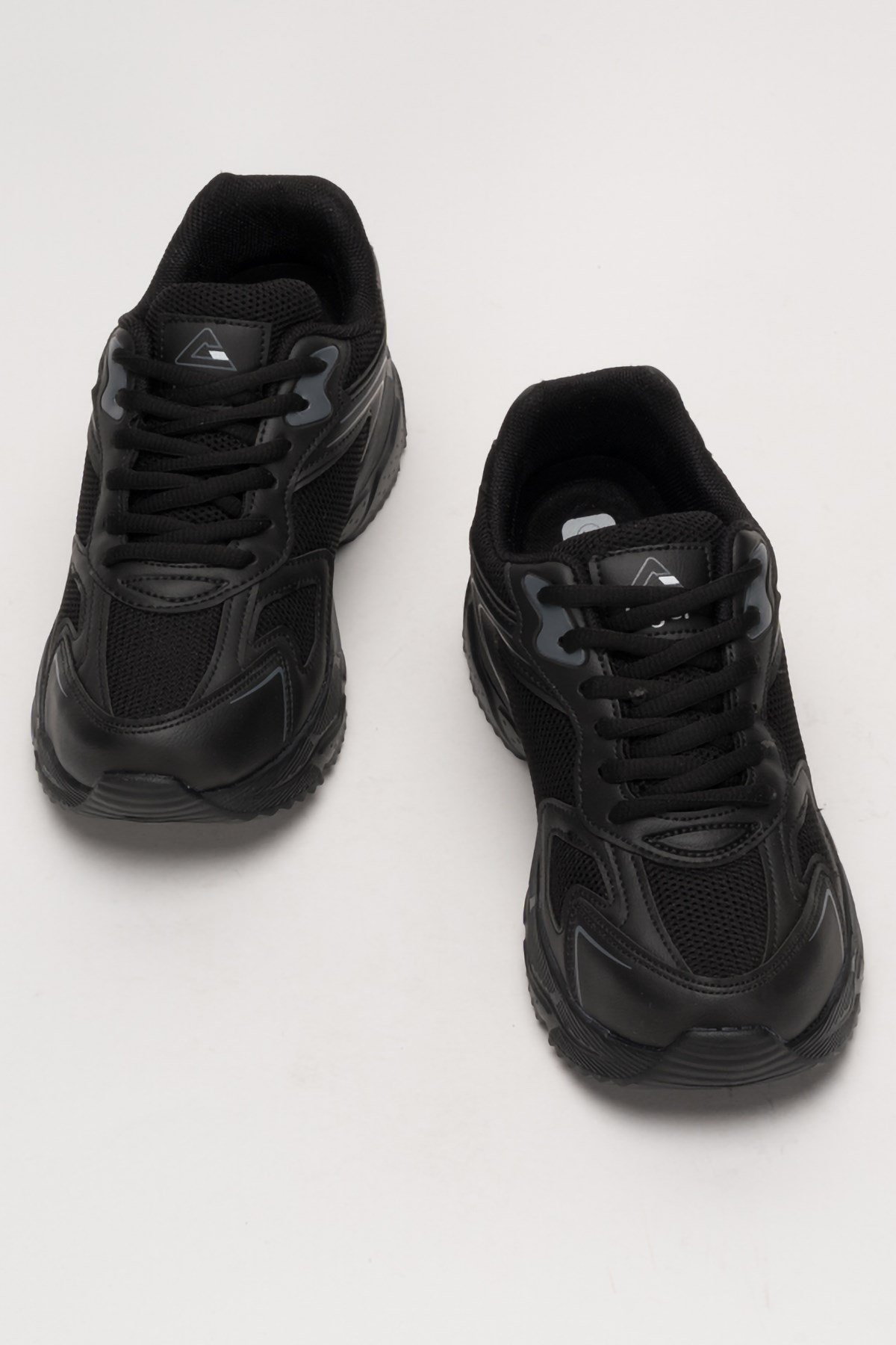 Unisex Faylon Taban Bağcıklı Spor Ayakkabı SİYAH