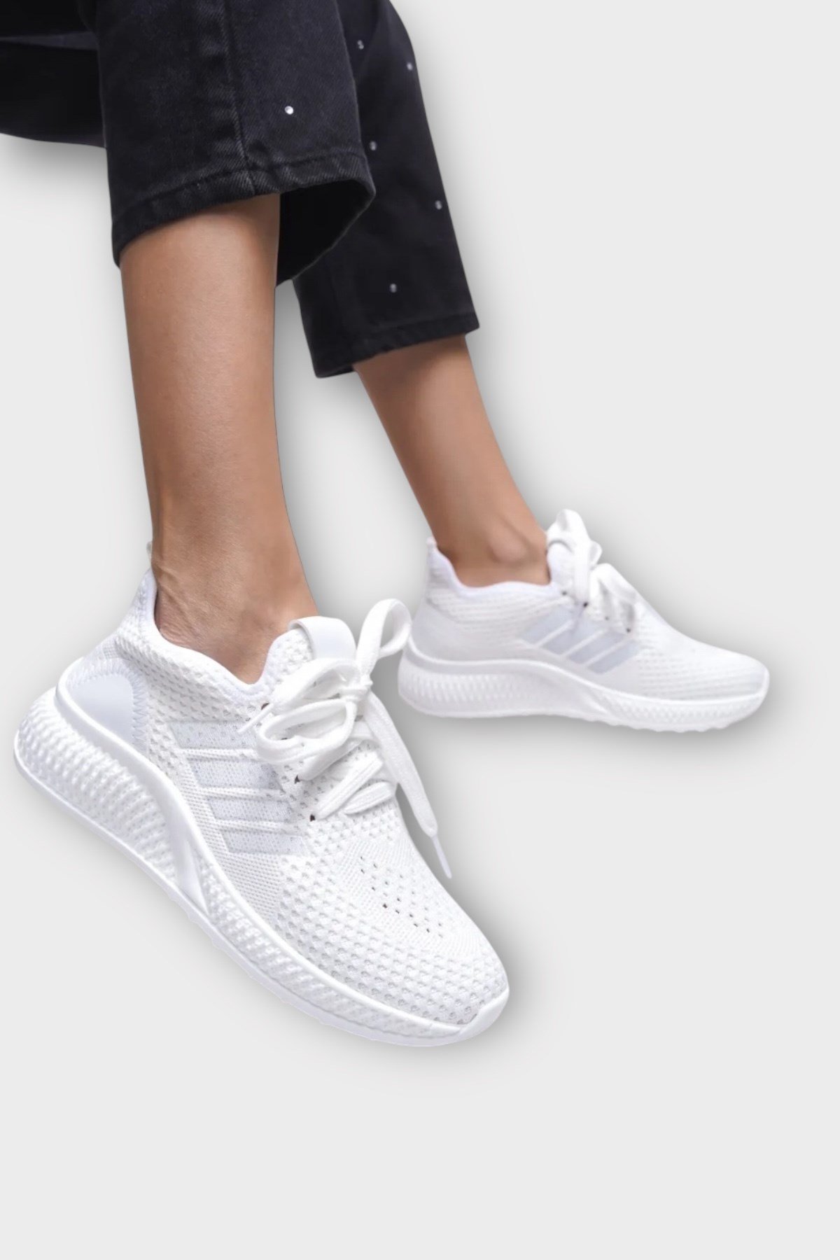 Unisex Hafif Hava Alabilen Triko Spor Ayakkabı BEYAZ