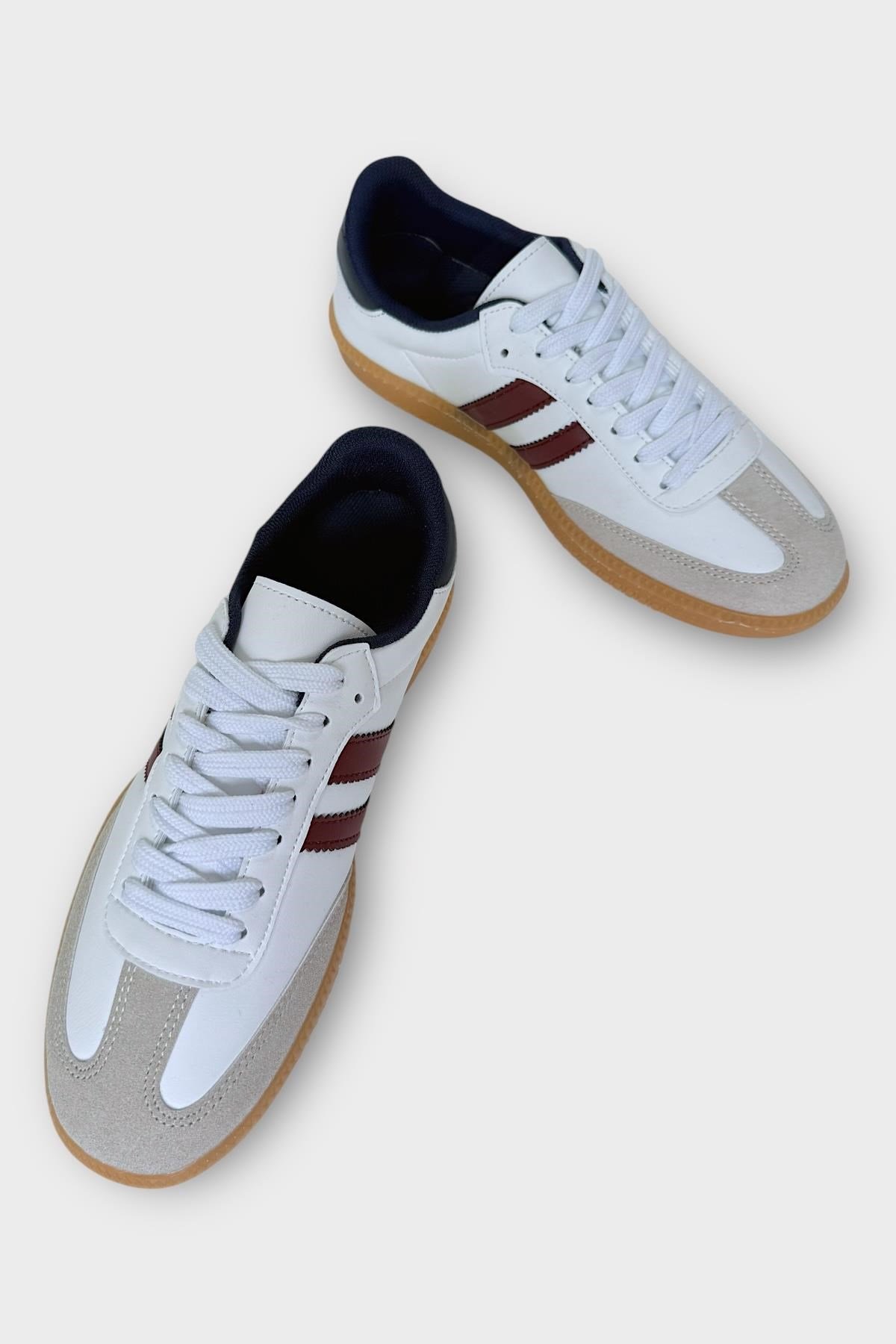 Unisex Hafif Sneaker Ayakkabı BEYAZ - BORDO