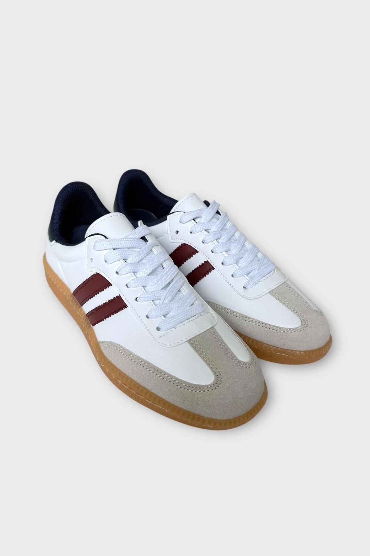 Unisex Hafif Sneaker Ayakkabı BEYAZ - BORDO