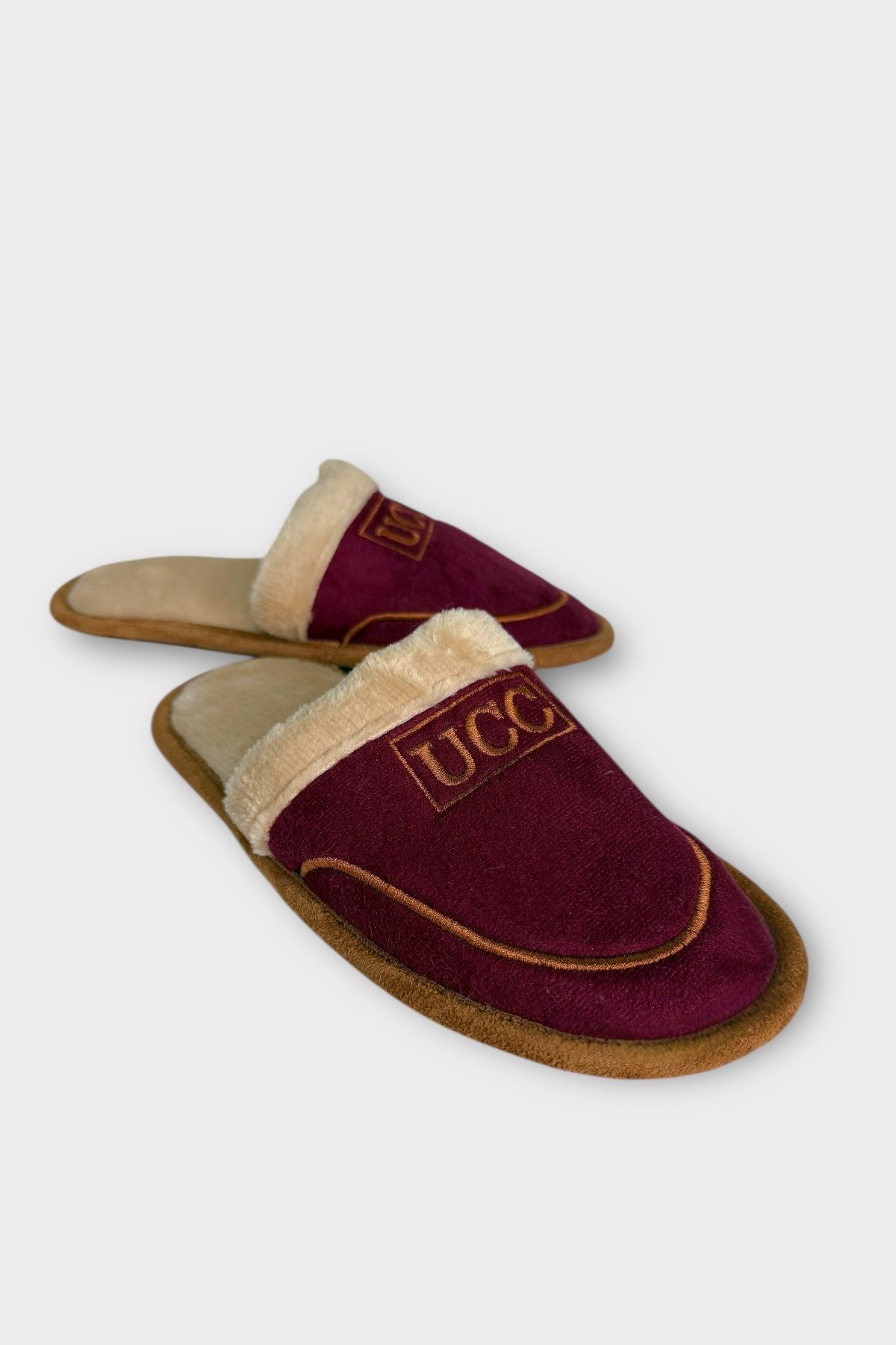 Unisex İçi Peluş Kaydırmaz Taban Bohça Ev Terliği BORDO