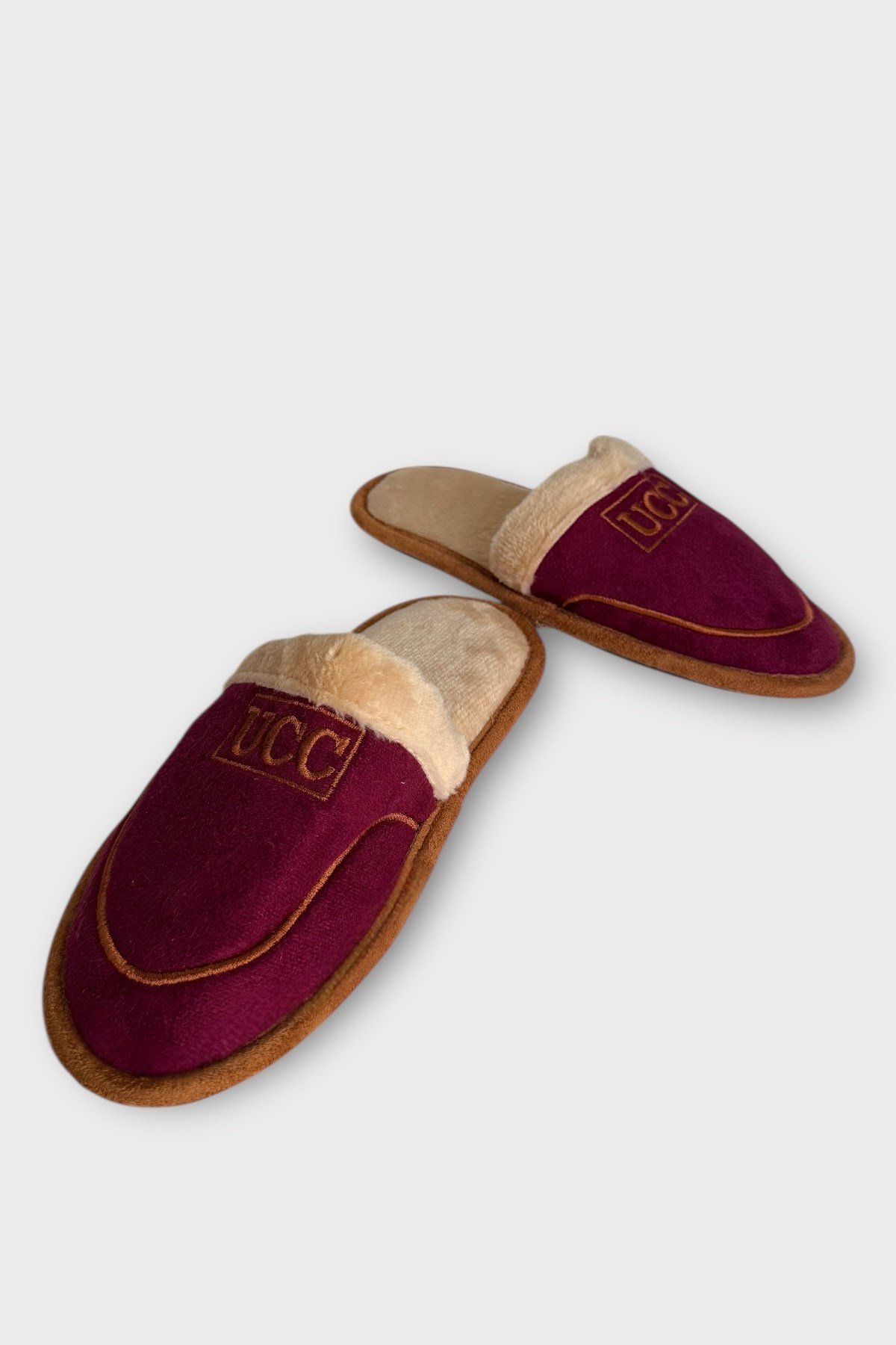 Unisex İçi Peluş Kaydırmaz Taban Bohça Ev Terliği BORDO