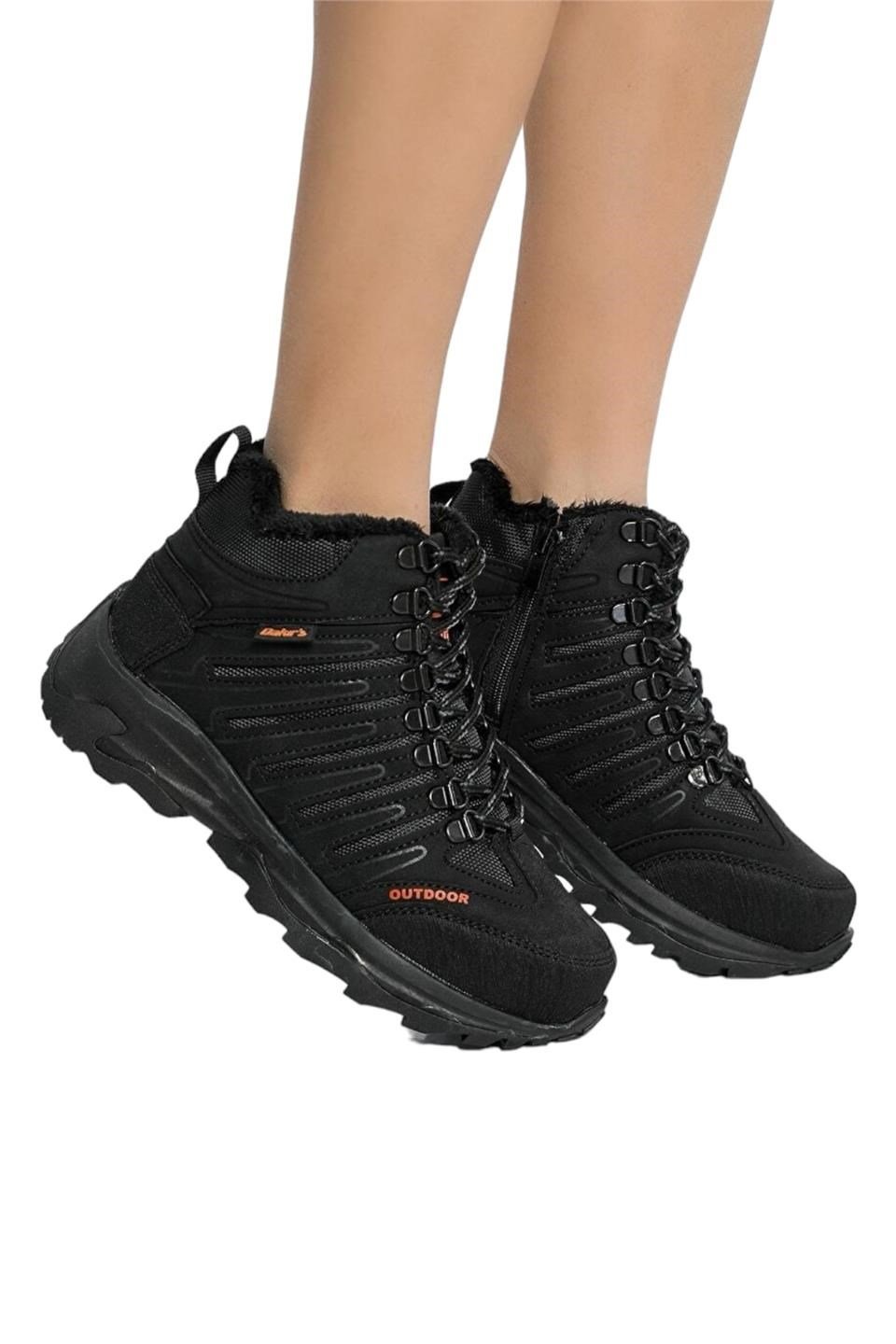 Unisex Kürklü Trekking Outdoor Bot SİYAH