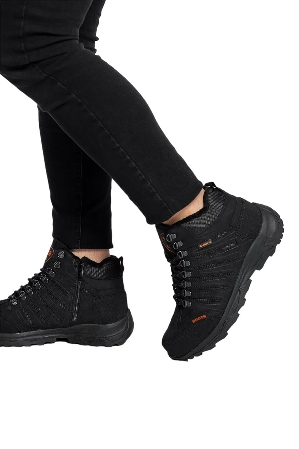 Unisex Kürklü Trekking Outdoor Bot SİYAH