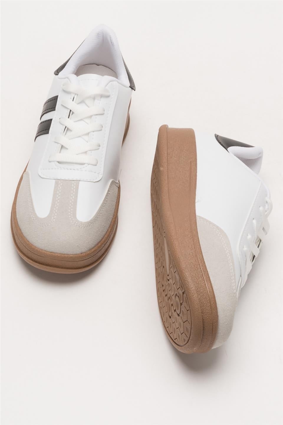 Unisex Rahat Hafif Spor Sneaker Ayakkabı  BEYAZ - SİYAH