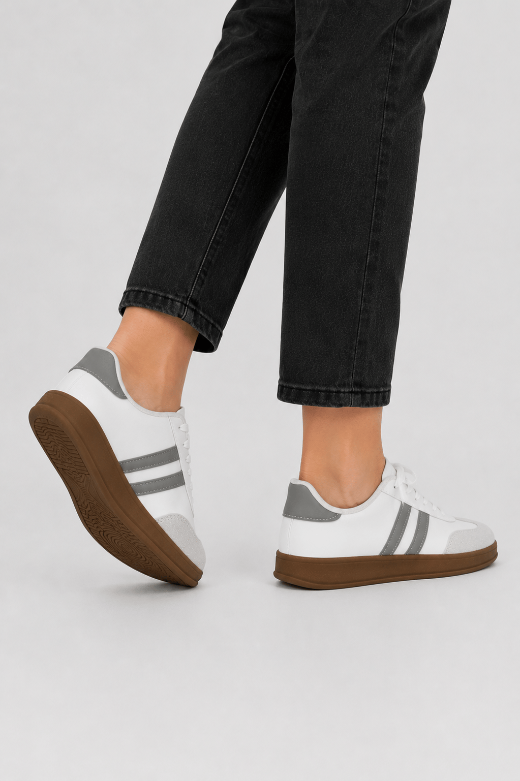 Unisex Rahat Hafif Spor Sneaker Ayakkabı  BEYAZ - GRİ