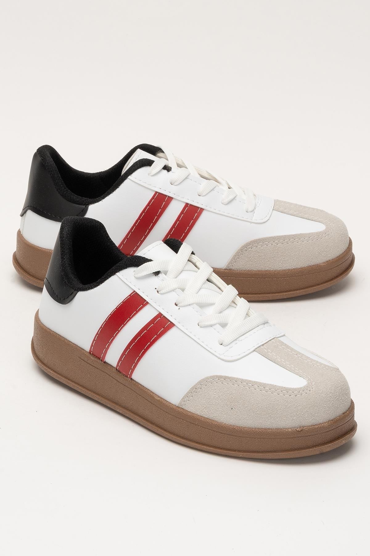 Unisex Rahat Hafif Spor Sneaker Ayakkabı  BEYAZ - KIRMIZI