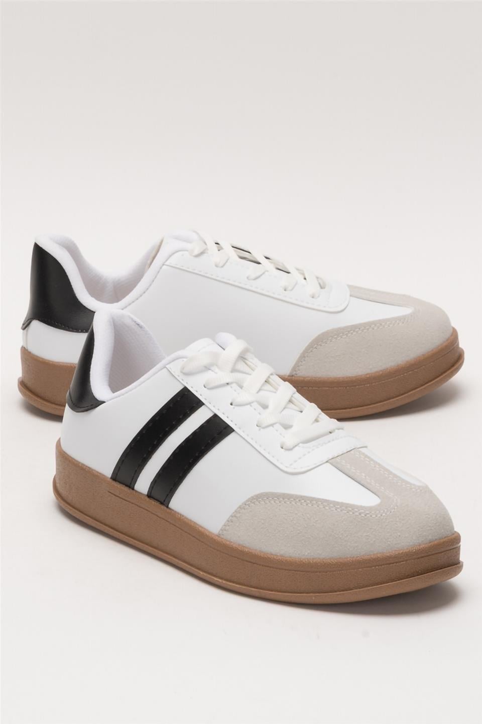 Unisex Rahat Hafif Spor Sneaker Ayakkabı  BEYAZ - SİYAH