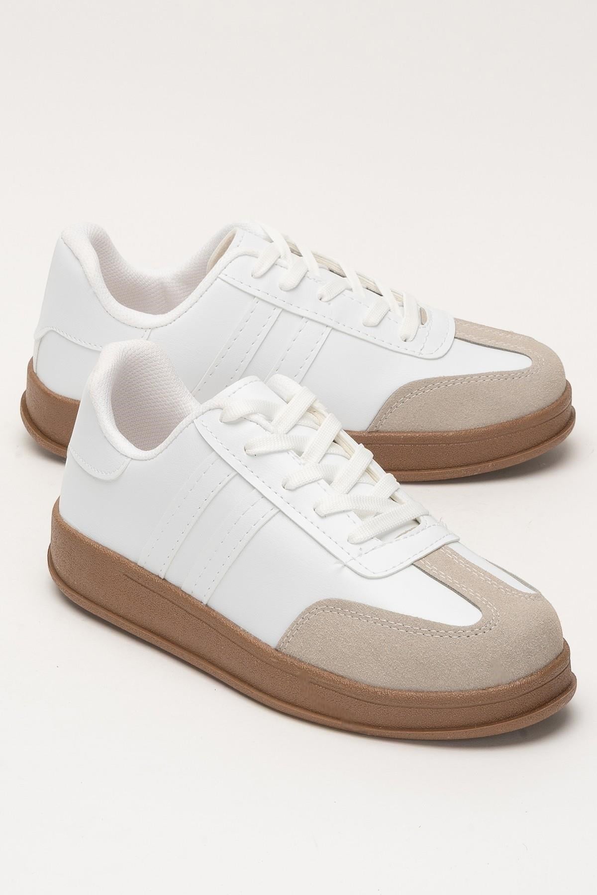 Unisex Rahat Hafif Spor Sneaker Ayakkabı  BEYAZ
