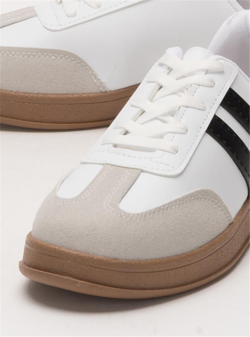 Unisex Rahat Hafif Spor Sneaker Ayakkabı  BEYAZ - SİYAH