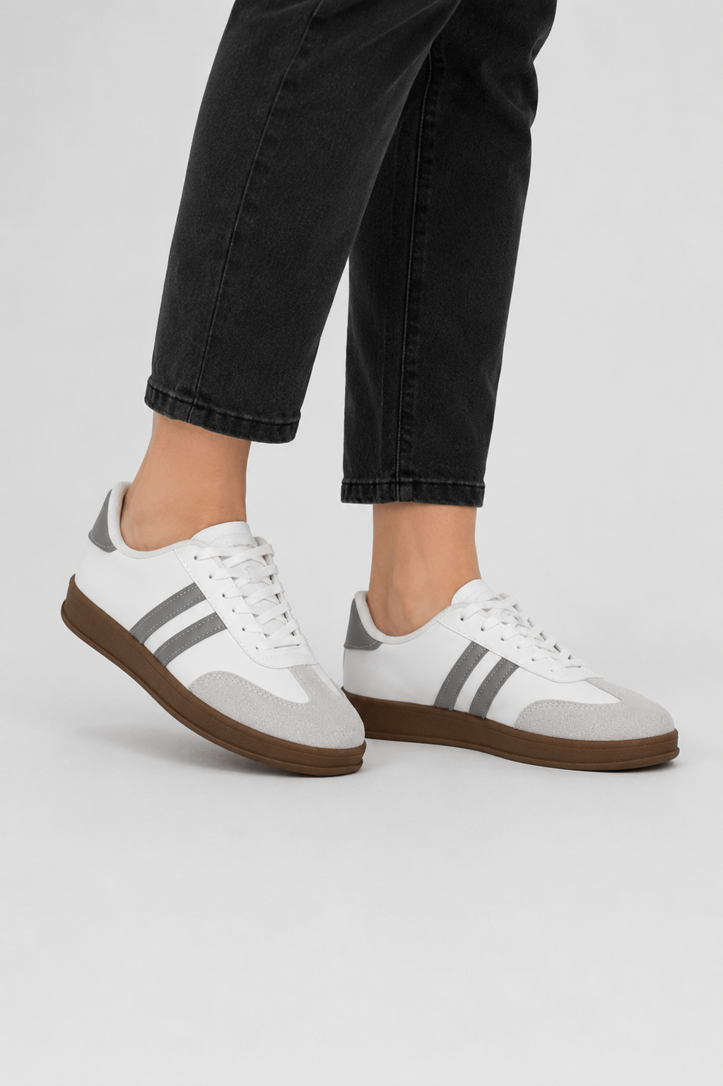 Unisex Rahat Hafif Spor Sneaker Ayakkabı  BEYAZ - GRİ
