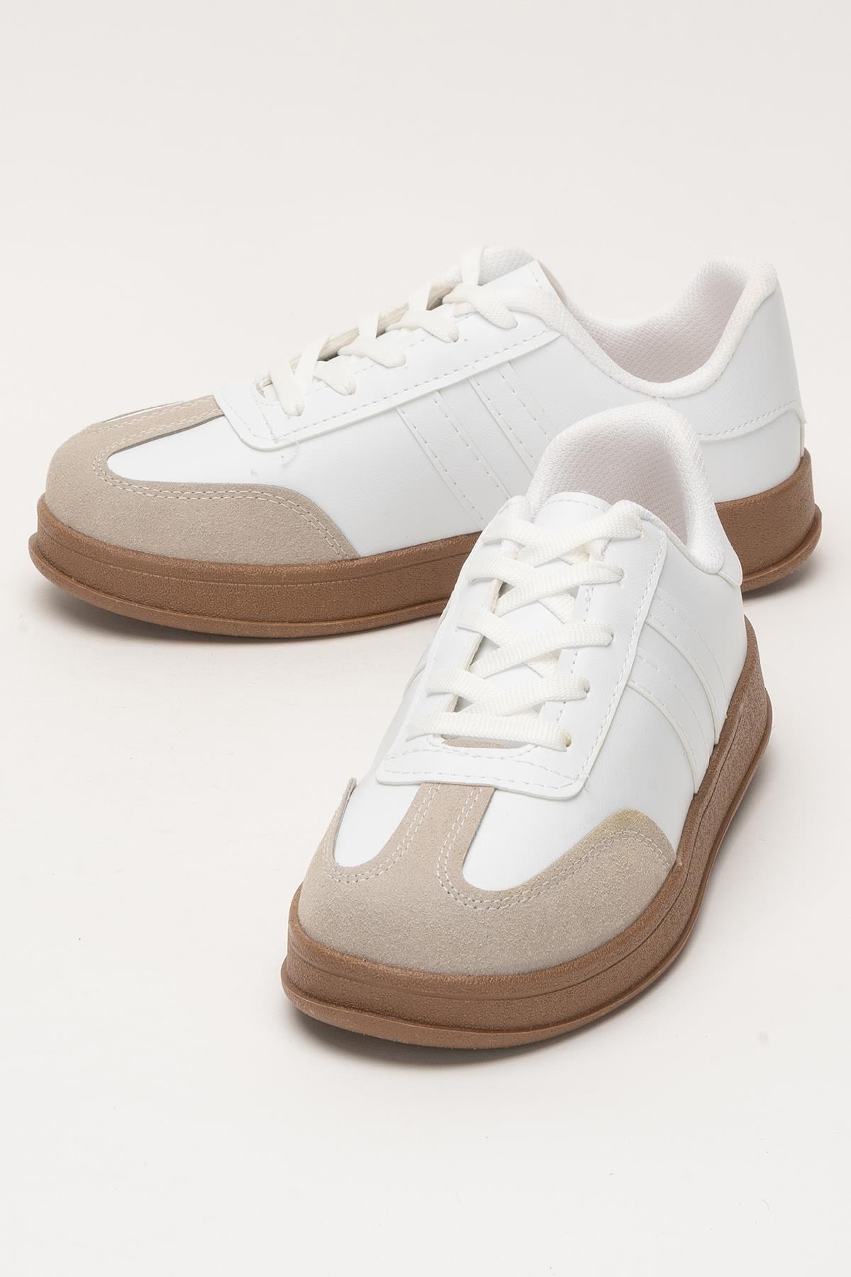 Unisex Rahat Hafif Spor Sneaker Ayakkabı  BEYAZ