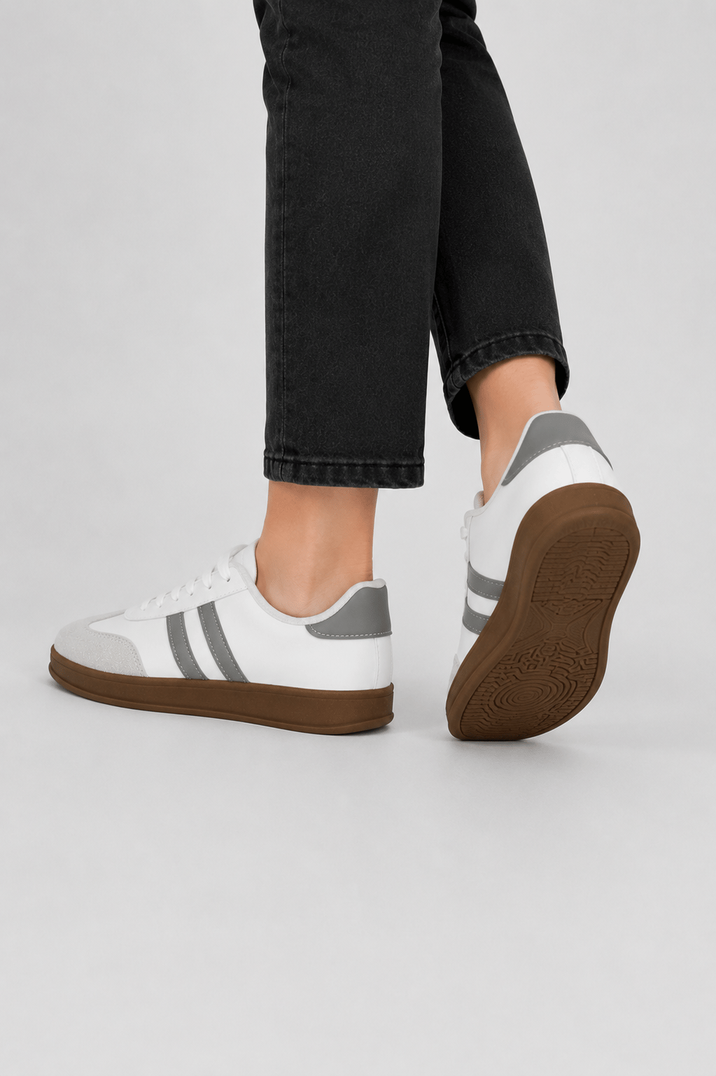 Unisex Rahat Hafif Spor Sneaker Ayakkabı  BEYAZ - GRİ