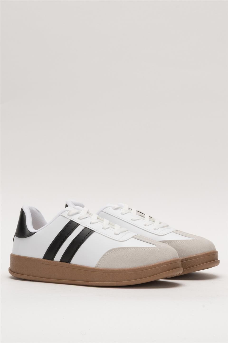 Unisex Rahat Hafif Spor Sneaker Ayakkabı  BEYAZ - SİYAH