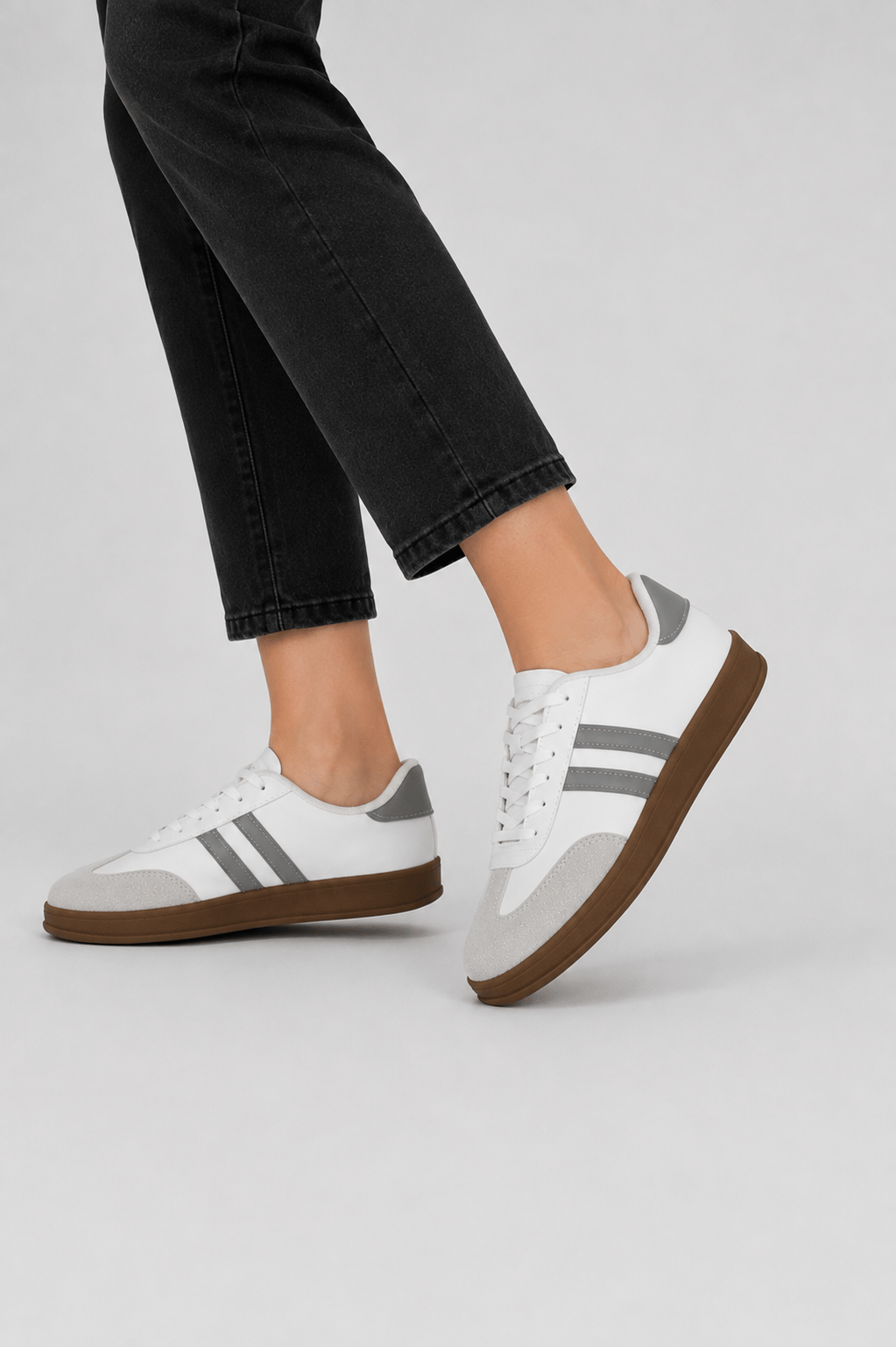 Unisex Rahat Hafif Spor Sneaker Ayakkabı  BEYAZ - GRİ