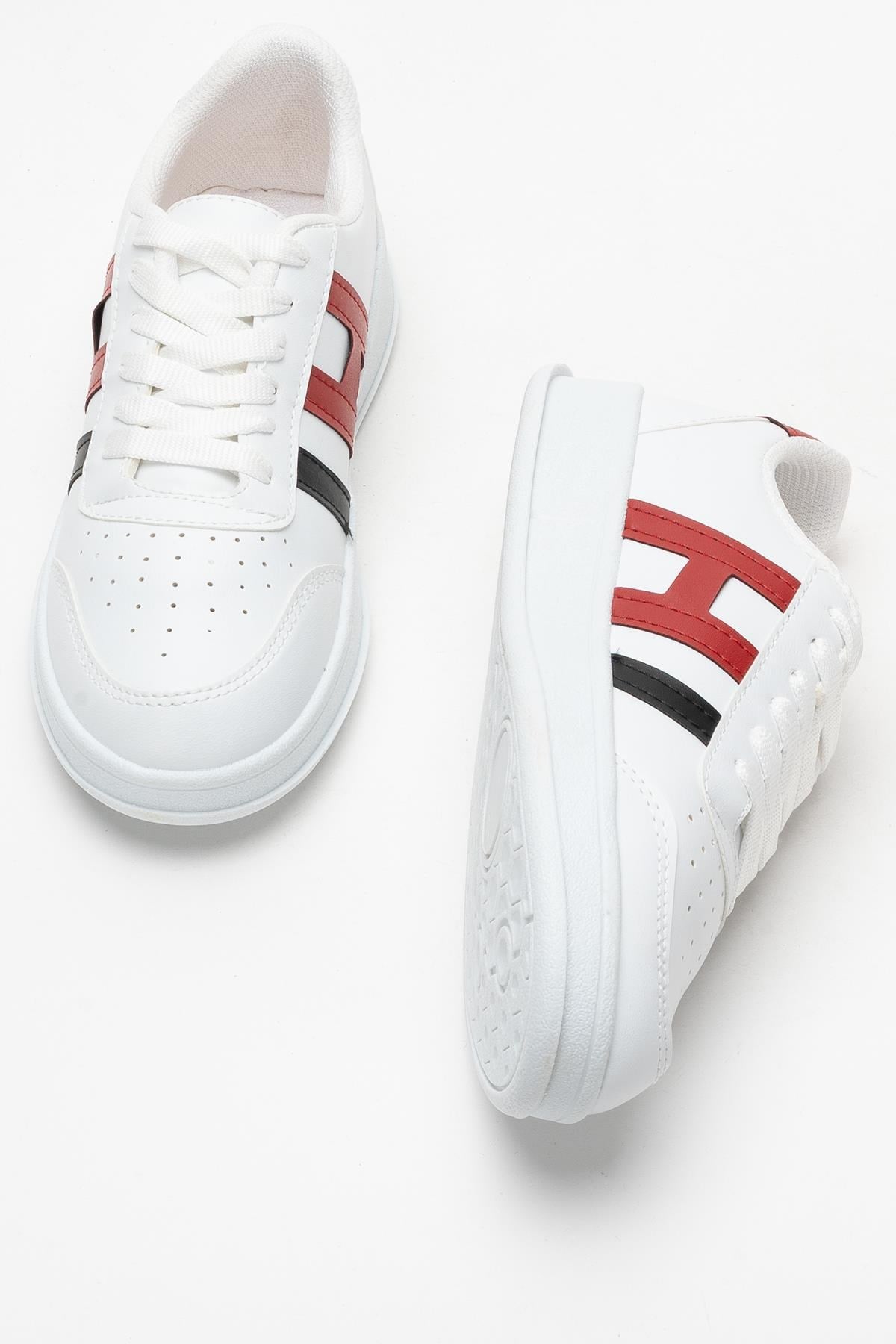 Unisex Spor Sneaker Ayakkabı BEYAZ - KIRMIZI