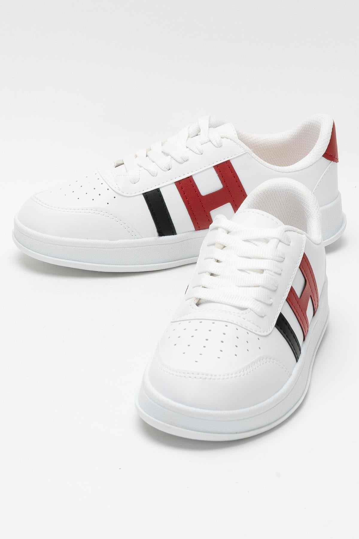 Unisex Spor Sneaker Ayakkabı BEYAZ - KIRMIZI