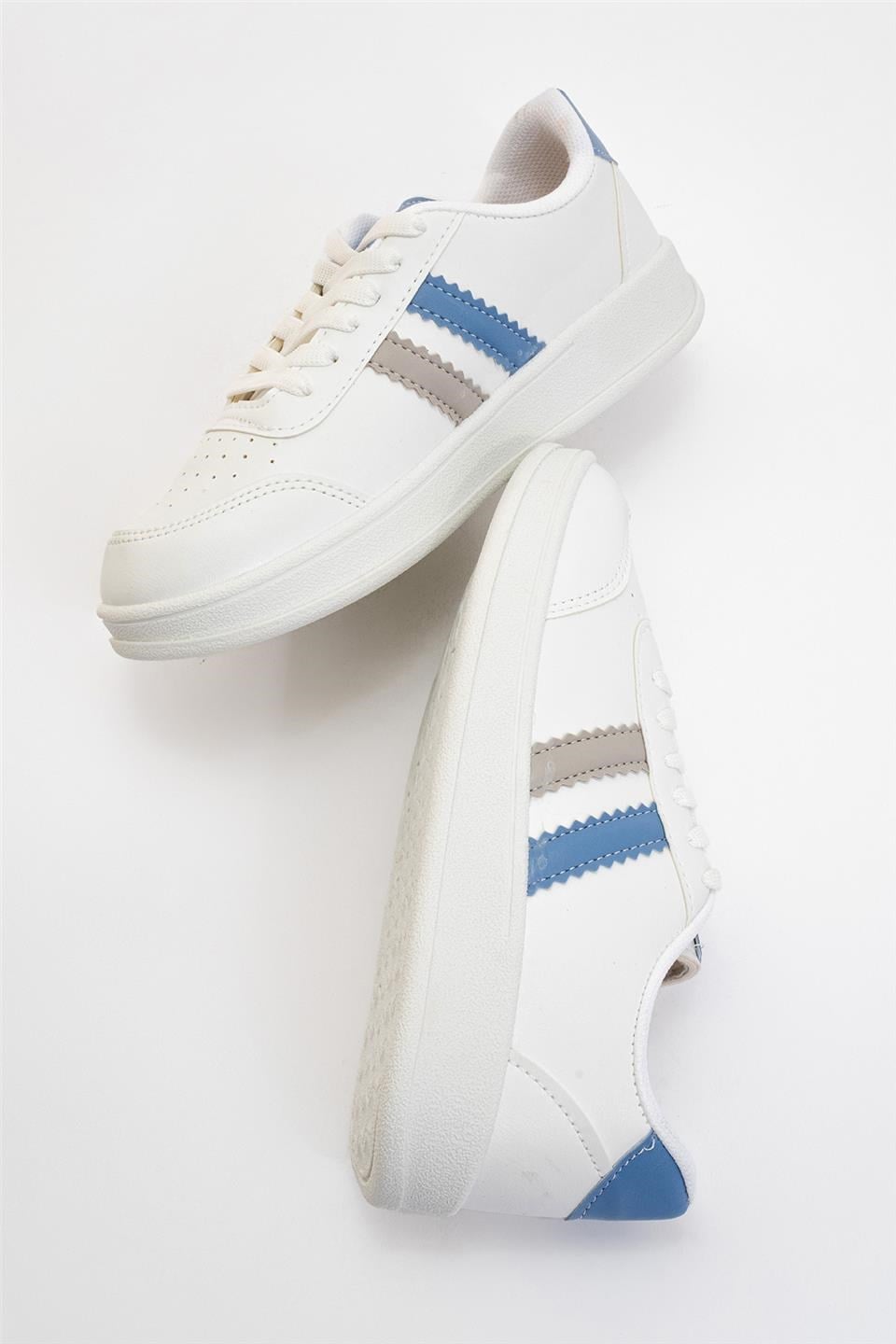 Unisex Spor Sneaker Ayakkabı BEYAZ - MAVİ